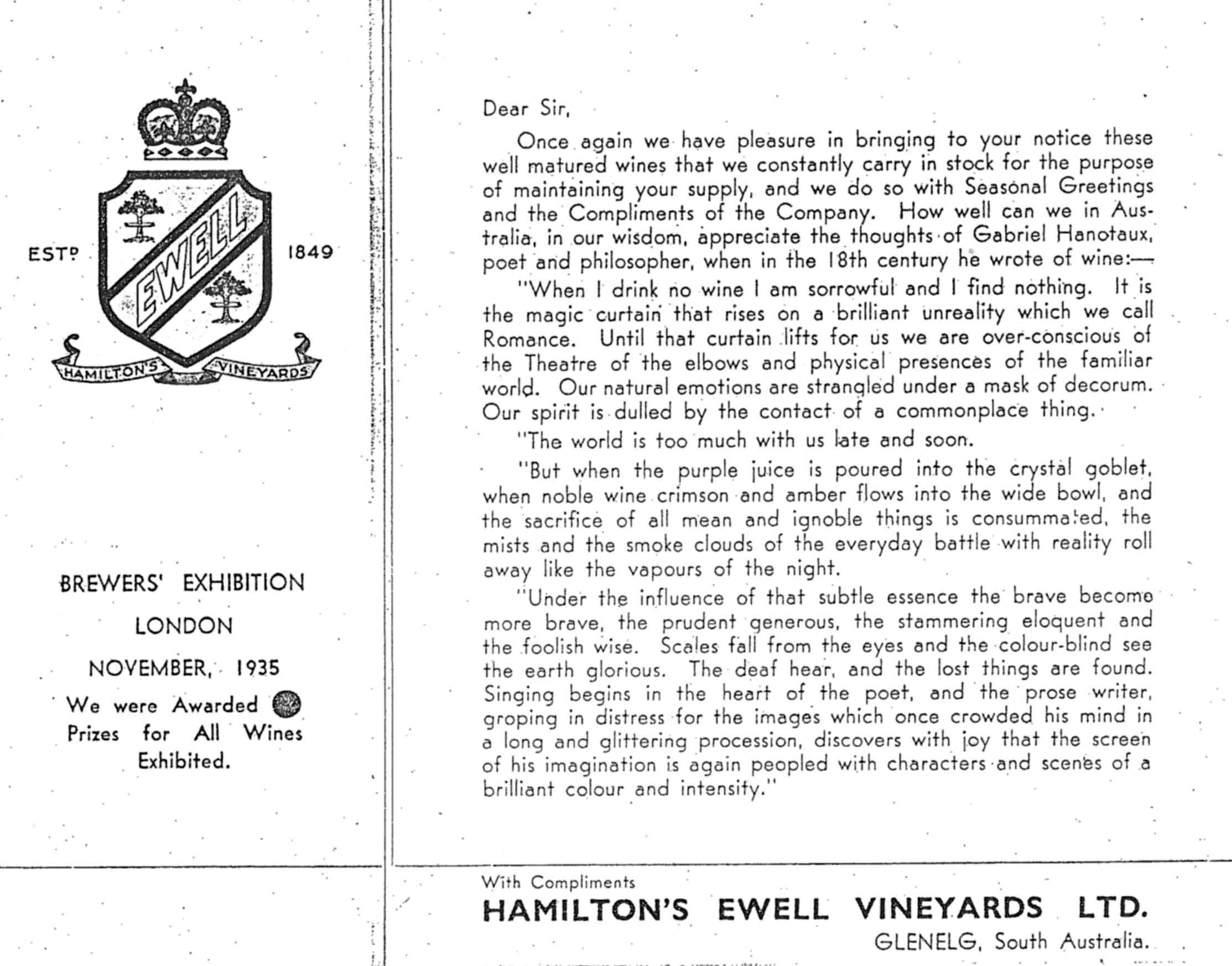 Brewers Exhibition November 1935